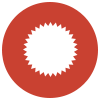 Weißes Stanzform-Icon auf rotem Hintergrund